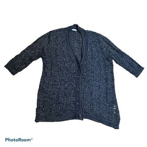 GELCO gray open stitch gray crochet knit cardigan sweater